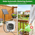 Biling 3W Solar Powered Drip Irrigation System, Digital Programmable Automatic Watering Kit with 2200mAh Battery for 15 Potted Plants, Indoor/Outdoor Use for Garden, Patio, Greenhouse