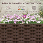 Outsunny Planter Box with Trellis, Self Watering Raised Garden Bed with Lockable Wheels, Privacy Trellis Planter with Drainage Holes for Climbing Plants, Vegetables, Flowers, 56.3", Brown