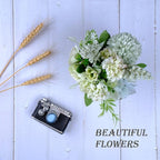 Artificial Potted Flowers, Small Ceramic Vase Fake Flower Plants Desktop Decoration Indoor for Home and Office, Faux Flowers Hydrangea Decora for Table,Bookshelf,Bedroom,Living Room,Party.(Green)