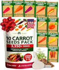 HOME GROWN Rainbow Carrot Seeds 10 Variety Mix 3350+ Heirloom Non-GMO Seeds for Planting, High Germination, Multi-Color Gourmet Root Vegetables, Kids Garden, Crunchy Fresh Eating (Daucus carota)