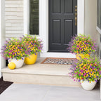 ATTGREAT Artificial Spring Flowers Outdoors UV Resistant Fake Greenery Plants Realistic Plastic Flowers Outside Faux Silk Wildflowers for Home Planter Porch Garden Decor, 24 Bundles (Multicolor)