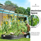 KING BIRD Raised Garden Bed with Arched Trellis Galvanized Planter Garden Box Outdoor for Gardening, Climbing Vegetables, Flowers 7.87x3.94x0.98 Ft, Dark Grey