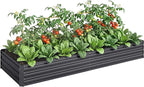 Outsunny Galvanized Raised Garden Bed, 8' x 3' x 1' Metal Planter Box, for Growing Vegetables, Flowers, Herbs, Succulents, Gray