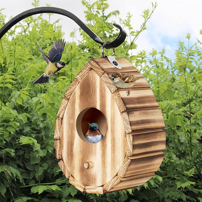 Hummingbird House,Wooden Birdhouse for Outside,Hanging Small Bird Houses,Wild Bird Nesting Box Outdoor Bird House for Bluebird,Finch,Cardinals