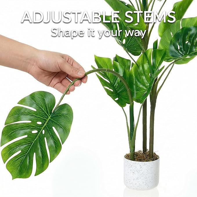 Garvee 3.6FT Artificial Monstera Plant in Pot, Fake Decorative Evergreen Potted Floor Tree, Indoor Faux Tropical Plants for Living Room Porch Entryway Office, No Assembly