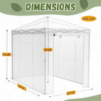 Devoko 8x6 FT Walk-in Greenhouse, Instant Pop Up Green House for Outdoors with PE Cover, Zippered Door and 2 Roll-up Windows, Portable and Easy Assemble (White)