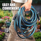Non-Expanding Garden Hose 50ft – Flexible, Burst-Resistant, Anti-Kink, 10-Function Spray Nozzle, Lightweight & Durable for Outdoor Use(Blue）