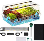 Adawook Self-Watering Seed Starter Tray with Grow Lights, 60 Cells Seed Starter Kit, Full Spectrum Grow Light for Seed Starting, Timing Set, Germination Tray Grow Kits with High Humidity Domes