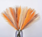 LSKYTOP Orange Pampas Grass Decor,23Inch 12pcs Faux Pampas Grass Bouquets Artificial Pampas Fake Pampas Flower for Home Living Room Bedroom Vase Decor