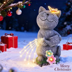 Solar Garden Cat Decor, Animal Statue Outdoor Lights, Mothers Day Birthday Housewarming Gifts for Mom Grandma Women Sister Wife Lady Lover-Patio, Porch, Yard, Balcony Decorations, Lawn Ornaments.
