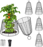 Cloche Plant Protectors from Animals - 17.3"Hx11.8"D Chicken Wire Plant Covers with Removable Flip-Top Design, Rustproof Metal Garden Cloches Keep Rabbits, Squirrels, Deers, Birds Out - 5 Pack
