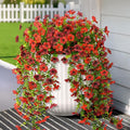 Artificial Hanging Flowers for Outdoors, 2 Pcs Fake Hanging Plant for Spring Decoration, UV Resistant No Fade Faux Silk Daisy Flower for Planter Porch Patio Yard Garden Outside Decor(Red Brown)