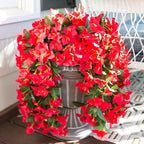 HyeFlora Bougainvillea Artificial Hanging Flowers Plants for Outdoors Decoration, 2pcs Red Fake Flowers Silk Bougainvillea Vines Realistic UV Resistant Faux Flowers for Outside Planters Porch Patio