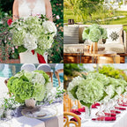 ZYTUYO 4 Pcs Real Touch White Light Green Hydrangeas Artificial Flower 21'' Realistic Faux Latex Hydrangeas Flower for Home Decor Kitchen Living Room Spring Table Wedding Xmas Arrangement