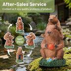 Capybara Solar Garden Statue, Outdoor Capybara Statue with Ball Light, Funny Double Capybara Decor for Women Mom, Capybara Figurine for Yard Garden Patio Lawn Ornaments