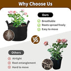 12 Pack 5 Gallon Grow Bags, Heavy Duty 300g Nonwoven Fabric Plant Pots with Reinforced Handles, Breathable Tomato Potato Vegetable Grow Bags for Garden & Patio - Black