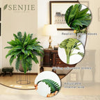 Senjie Artificial Boston Fern 4 Set Large 55 Branches Fake Ferns for Outdoors 34Inch Faux Plant for Home Living Room Office Decor