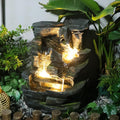 Sunlinua 23.6" H Outdoor Water Fountain with 5 Tiers Cascading Realistic Rock Waterfall Fountains with LED Lights Outdoor Water Fountain for Garden Patio Backyard Porch Home Decor