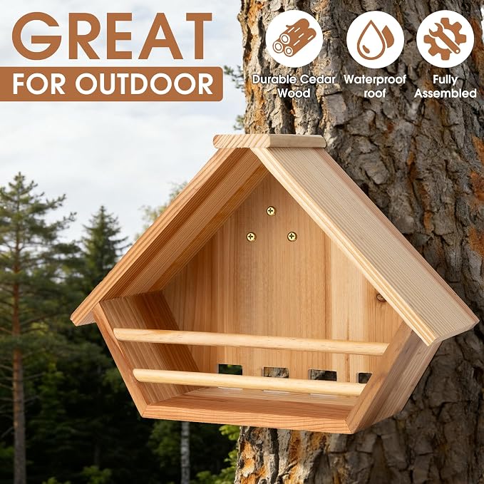 2 Pack Cedar Mourning Dove Nesting Box, Oltara Wooden Dove Pigeon Bird House for Outdoors
