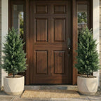 Joyooss Artificial Topiary Cedar Tree,3FT Faux Outdoor Plants Front Porch Decor 2 Set Evergreen Shrubs Fake Plant Artificial Bushes Cypress Trees with Flowerpot for Home Living Room Front Door Decor
