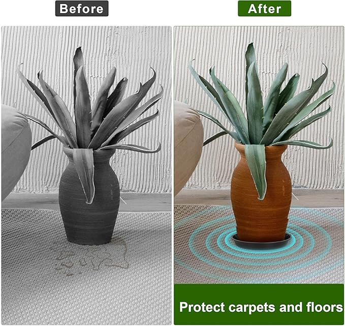 PeoMev 12Pack Plant Saucer - 8 10 12 Inch Plant Tray Round Plastic Plant Drip Trays for Indoor Outdoor Garden Plants, Collects Flower Pot Drainage and Excess Water