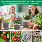 30Pcs Clear Plastic Nursery Pots with Drainage Holes and Saucers, 2.8/3.1/3.5/3.9/5.1/5.9/7.1Inch Seedling Starter Pots with Tool for Indoor Outdoor Gardening Flower, Herb, Succulent Transplanting