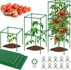 WLLEYAY 3 Pack Tomato Cages, Square Tomato Plant Stakes Support Cages Trellis, 50 * 17 * 17in Heavy Duty Steel Plant Tower Stakes Cucumber Trellis for Garden Climbing Vegetables Flowers Fruits, Bold