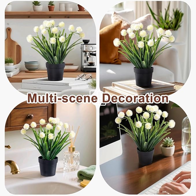 3 Pack Fake Small Plant in Pot Artificial Potted Flowers for Home Decor Fake Flower Plant Greenery Mini Faux Plant for Indoor Bedroom Living Room Office Shelf Bathroom Farmhouse Decor (Type 3)