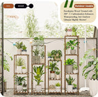 Bamworld Tall Plant Stands Indoor 4 Sets Plant Shelves Outdoor Wooden Plant Holder for Multiple Plants Flower Stands for Living Room Balcony Garden Patio Lawn Window