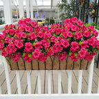 Artificial Geranium Flowers for Outdoor Decoration, 6 Bundles UV Resistant Silk Geranium Fake Plants Faux Flowers for Front Porch Garden Patio Window Box Outside Indoor Decor (Rose Red)