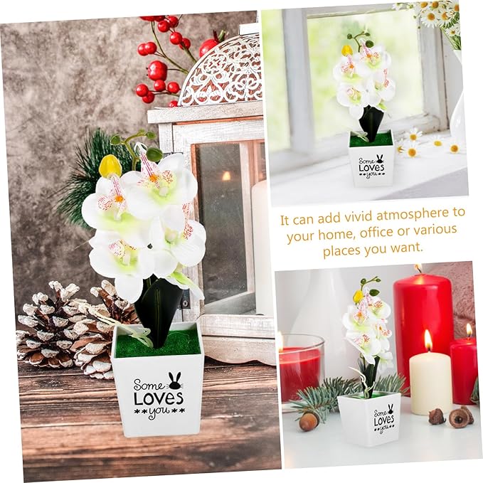 HEALLILY Artificial Orchid Bonsai Plant Faux Phalaenopsis Decoration for Home Office Wedding Table Centerpieces Potted Flower for Lively Indoor Atmosphere