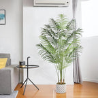 Artificial Palm Tree 6.5ft Tall Fake Palm Tree Indoor Decor with 18 Trunks and Real Bark Design Faux Tropical Areca Palm Silk Floor Plant in Pot for Home Office Living Room Bedroom Decor 1pcs