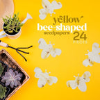 Set of 24 Yellow Bee Seed Paper – Writable & Plantable Wildflower with Envelopes & Planting Guides, Mom's Gift for Mother’s Day, Use for Wedding, Baby Shower, Party Favors & Easter Decorations