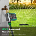 RESTMO 3-Dial Analog Sprinkler Timer with Brass Inlet & Outlet, Mechnical Water Timer for Garden Hose with Manual/Rain Delay, Automatic Drip Irrigation System, 480 Minutes Max Watering, Easy to Set Up