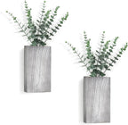 Dahey 2 Pack Wood Wall Planter Vase with Artificial Eucalyptus Farmhouse Wall Hanging Decor Pocket Planter for Indoor Fake Plants Greenery, Living Room Bedroom Kitchen Home Office Decoration, Grey