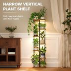 Bamworld Plant Stand with Grow Light for Indoor Plants Corner 7 Tier Metal Plant Shelf Wood Flower Stand for Home Living Room Decor Patio Decor