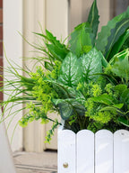 Green Moon 18 Bundles Artificial Plants Outdoor, Faux Bushes Plastic Fake Greenery Stems Shrubs UV Resistant for Indoor Outside Hanging Plants Front Porch Home Garden Window Box Spring Summer Decor
