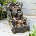 Sunlinua 23.62" L Outdoor Water Fountain with 3 Tiers Cascading Realistic Tree Trunk Waterfall Fountains with LED Lights Outdoor Water Fountain for Garden Patio Backyard Porch Home Decor