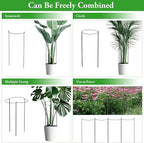Unves 6 Pack Peony Cage, 13" W x 32" H Half Round Ring Metal Plant Support Stakes, Heavy Duty Peony Cages and Supports for Indoor Outdoor Plants, Vegetables and Flowers with Clips, Ties and Gloves
