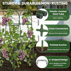 Nexum Cucumber Trellis for Raised Bed, 63"x47.2" U-Shape Garden Trellis for Climbing Plants Outdoor with Climbing Net, Metal Arch Plant Support for Cucumbers Tomatoes Peas Beans