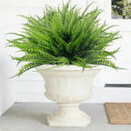 TURNMEON 8 Bundles Ferns Artificial Plants Outdoor 17 Inch Long Length Summer Decor, Artificial Flowers for Outdoors UV Resistant Fake Plants Plastic Faux Greenery Shrubs for Planter Home Garden Decor