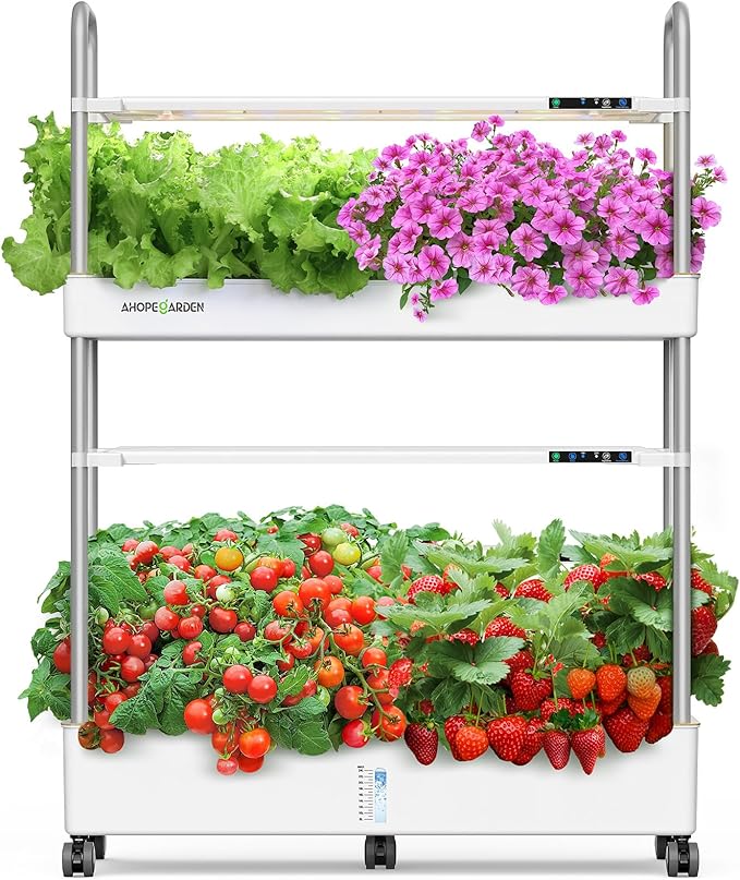 Ahopegarden Indoor Garden Hydroponics Growing System Kit: 60 Pods Indoor Herb Garden with LED Grow Light - Plant Germination Kit, 32L Large Capacity Hydroponic Tower for Vegetables Fruits Flowers