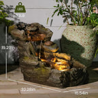 Sunlinua 23.62" L Outdoor Water Fountain with 3 Tiers Cascading Realistic Tree Trunk Waterfall Fountains with LED Lights Outdoor Water Fountain for Garden Patio Backyard Porch Home Decor