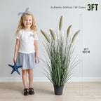 Artificial Cattail Reed Grass Plants Indoor ，Faux Cattail Grass Plant Artificial Plant Grass Outdoor,Fake Grass Tall Green Onions Fake Plant， Living Room Kitchen Office Decor (36“ 2 Pack)