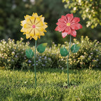 Topadorn Set of 2 Metal Garden Stakes 25", Wind-Responsive Flower Outdoor Yard Decor, Weather Resistant Decorative Garden Stakes for Lawn, Patio & Pathway