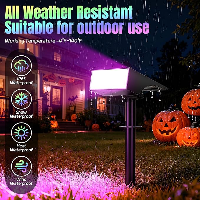 WENATY Solar Spot Lights Outdoor Color Changing, [7 Mode/6 Pack] Christmas Landscape Spotlights, Solar Lights Outdoor Waterproof,Led Powered Flood Light for Halloween Pathway Yard Garden Tree Walkway