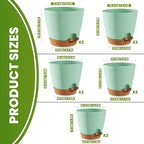 Utopia Home Self Watering Pots for Indoor Plants, Planters for Indoor Plants, Multi-Size Flowerpot, Set of 10 Plant Pots with Drainage & Reservoir, 6.8"/6.4"/5.9"/5.5"/4.9" (Olive Green)