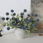 VIERENA 6 Pcs Faux Silk Pompon Mum Artificial Flowers for Vase -27", Bulk Fake Chrysanth Branches with Stems for DIY Bouquet Centerpieces Wedding Fillers Arrangements Shower Decorations (Dark Blue)