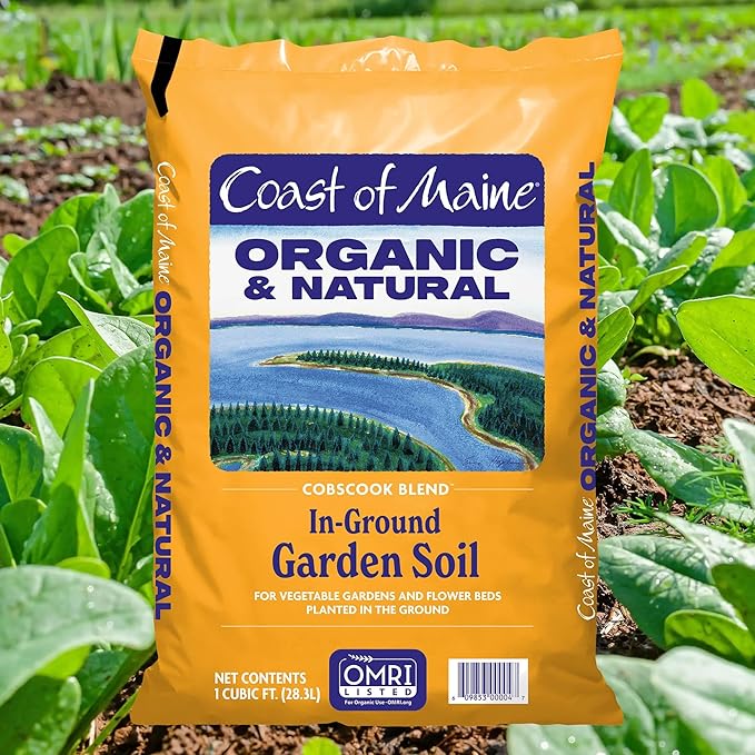 Coast of Maine Organic & Natural Cobscook Blend In-Ground Garden Soil - Multi-Use In Ground Garden Soil with Compost & Sphagnum Peat Moss - Annual & Perennial Flower Beds, or Lawn Care (1 cu ft)
