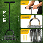 Lawn Aerator, 15x3 Solid Steel Tines for Efficient Aeration, Dual-Spring Auto-Clean to Prevent Clogging, 38" Ergonomic T-Handle & Wide Foot Pedal Used for Courtyard,Garden,Patio